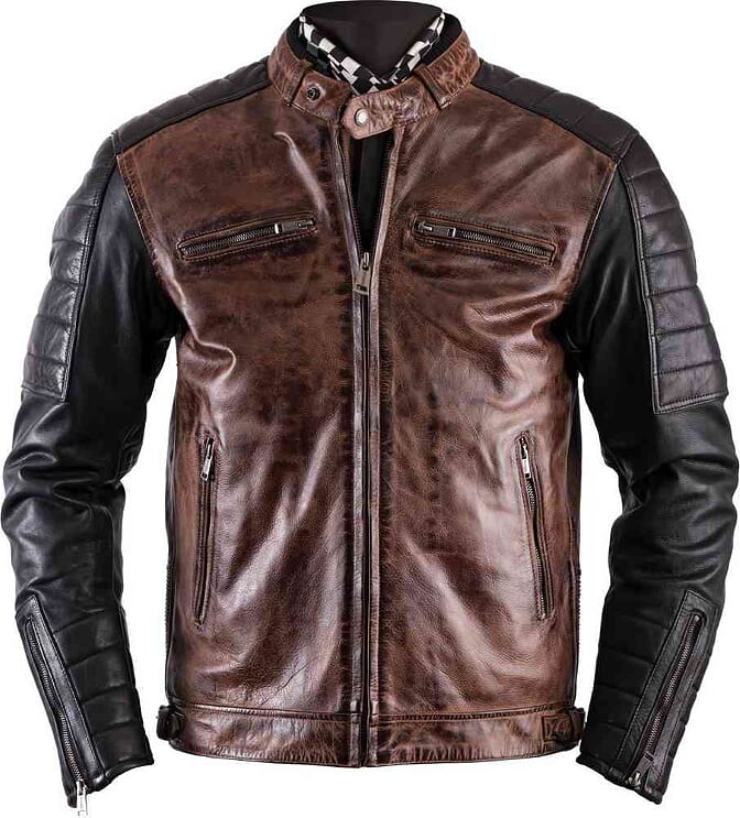 Куртка Bravo 7, кожа коричневый/черный, 4XL