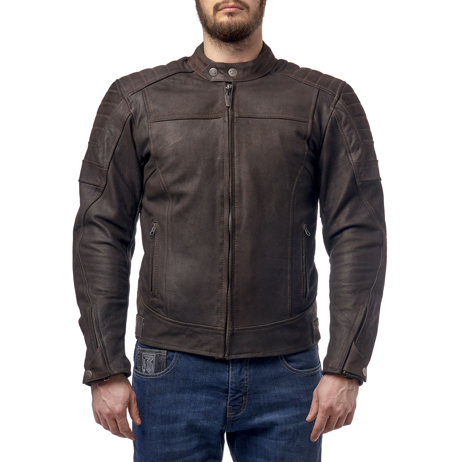 Куртка кожаная Bro коричневый, XL