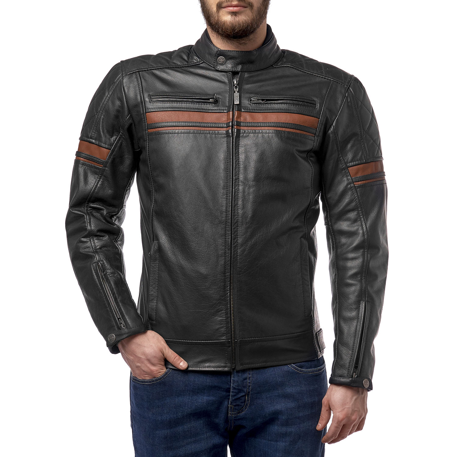 Куртка кожаная Challenger черный/коричневый, XL