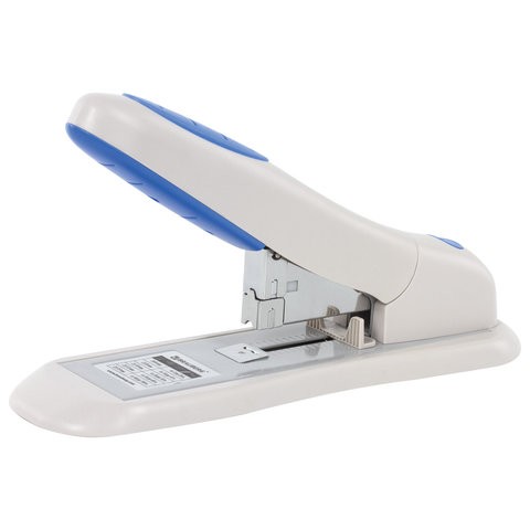Мощный степлер для бумаги BRAUBERG &quot;Heavy duty PRO&quot;, до 100 листов, эргономичный, серо-синий, №24/6-23/15