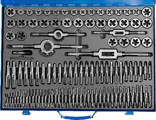 ЗУБР 110 предметов, сталь Р6М5, набор метчиков и плашек, Профессионал (28110-H110)