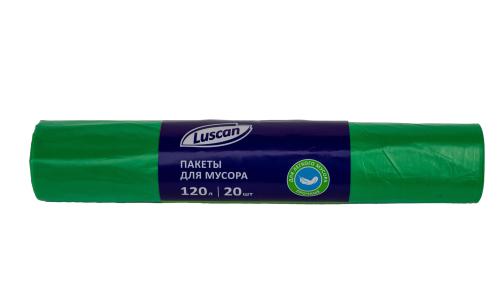 Мешки для мусора ПНД 120л 25мкм 20шт/рул зеленые Luscan