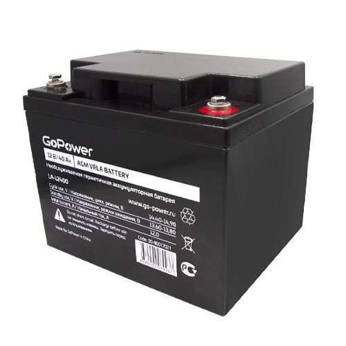 Аккумулятор свинцово-кислотный GoPower LA-12400 12V 40Ah Аккумулятор свинцово-кислотный GoPower LA-12400 (00-00017021)