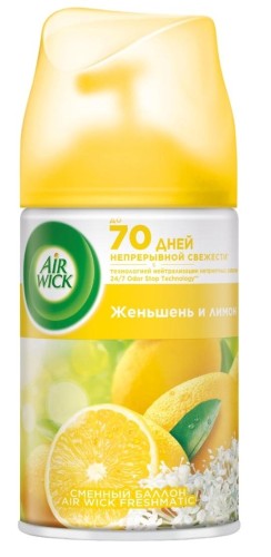 Баллон сменный для автоосвежителя Air Wick Женьшень и лимон, 250мл