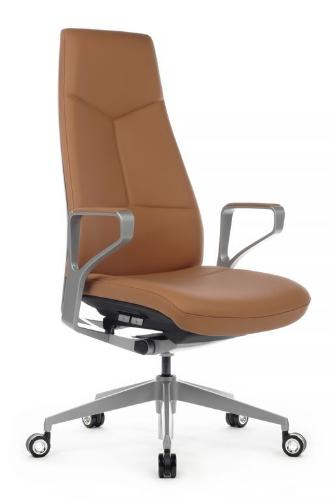 Кресло Riva Design Zen-01E Оранжевая кожа/Серебристый металл