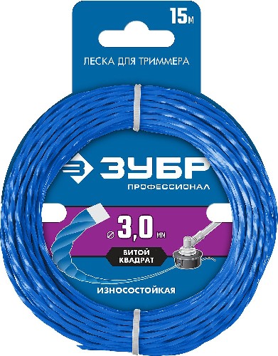 ЗУБР ВИТОЙ КВАДРАТ, 3.0 мм, 15 м, леска для триммера, Профессионал (71030-3.0)