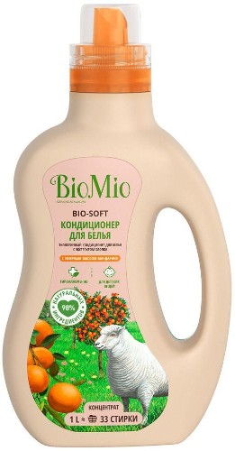 Кондиционер для белья BioMio. BIO-SOFT мандарин конц 1000мл