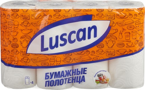 Полотенца бумажные LUSCAN 2-сл.,с тиснением, 4рул./уп.