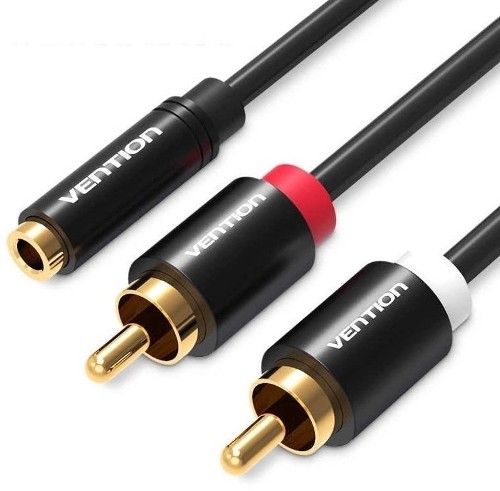 Кабель Vention аудио Jack 3,5 mm F/2RCA M - 2м Чёрный Vention VAB-R01-S200