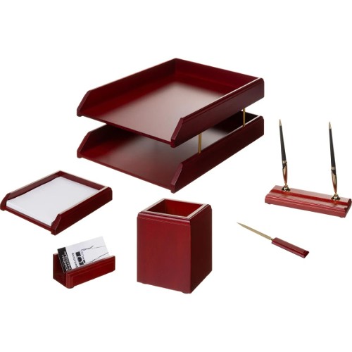 Настольный набор для руководителя M7C-25A, 7 предметов, двойной лоток, красное дерево
