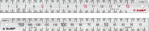 ЗУБР Про-15, длина 0.15 м, усиленная нержавеющая линейка, Профессионал (34280-015)