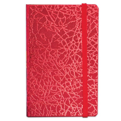 Бизнес-блокнот (95х145 мм) А7+, BRAUBERG &quot;Irida&quot;, 64 л., кожзаменитель &quot;металлик&quot;, резинка, линия, красный