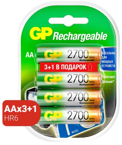 Аккумулятор GP 2700 series (min 2600mAh) AA/HR6 NiMh бл/4шт