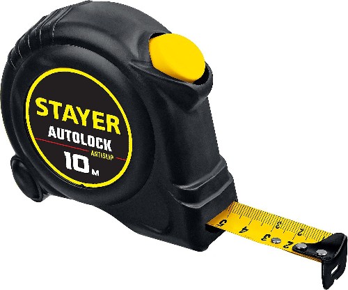 STAYER AutoLock, 10 м х 25 мм, рулетка с автостопом (2-34126-10-25)