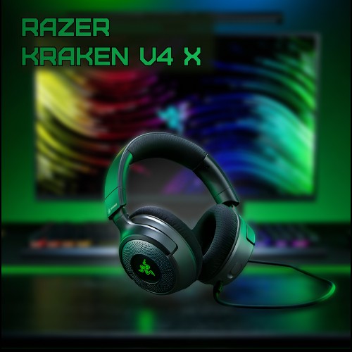 Игровые проводные наушники Razer Kraken V4 X, чёрный, Type-C/A Игровые проводные наушники Razer Kraken V4 X, чёрный, Type-C/A