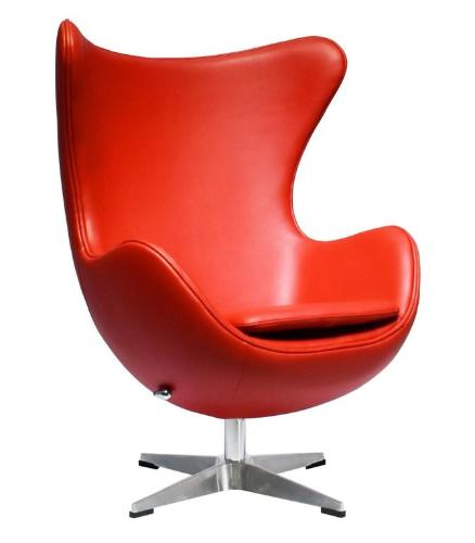 Кресло EGG CHAIR (красный, прессованная кожа)