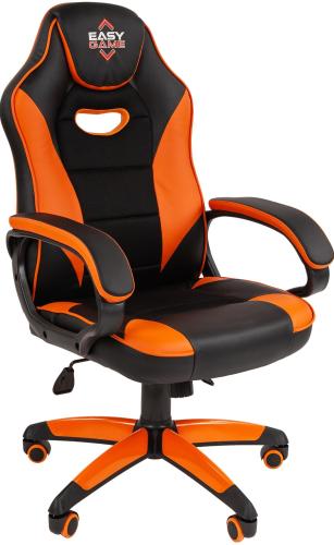 Кресло VT_EChair Easy Game-690 TPU кожзам черный/оранжевый пластик