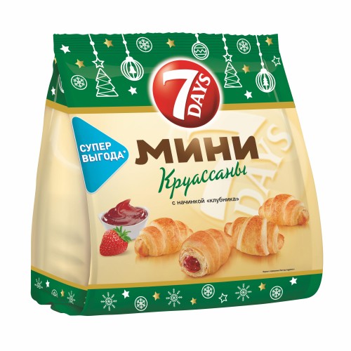 Круасcаны 7 Days мини c начинкой Клубника, 300г