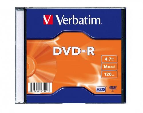 Носители информации DVD-R, 16x, Verbatim Azo, Slim/20 20шт в упак(43547)