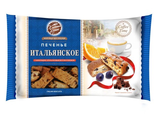 Печенье Хлебный Спас Итальянское Coffe time шоколад,апельсин,изюмом, 320г