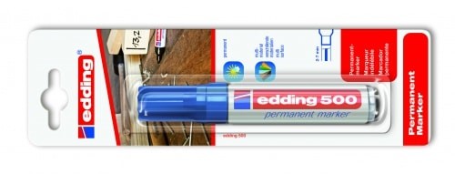 Перманентный маркер Edding E-500/1-B/3, синий, (толщина линии 2-7 мм),  блистер