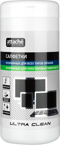 Салфетки Attache Selection Ultra Clean универс, туба, вл+вл, 50+50 шт,13х17