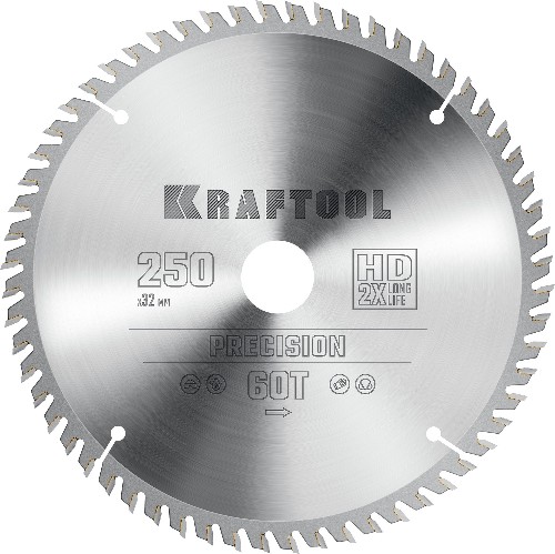 KRAFTOOL Precision, 250 х 32 мм, 60Т, пильный диск по дереву (36952-250-32)