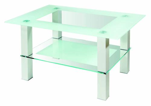 Стол журнальный Кристалл 2 90x60, алюминий/стекло прозрачное