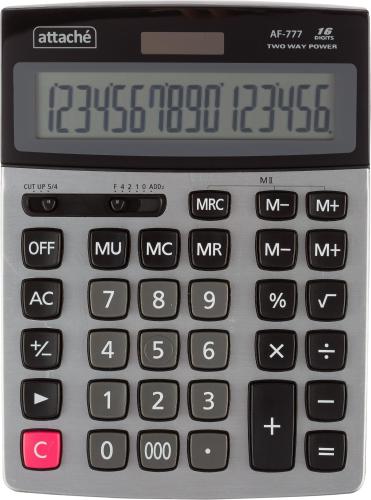 Калькулятор настольный ПОЛНОРАЗМ. Attache AF-777 16р,дв.пит,209x154мм, черн
