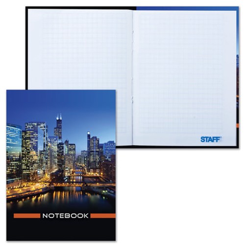 Блокнот в книжном переплете (110х147 мм) А6, 80 л., твердый переплет, ламинированная обложка, клетка, STAFF, &quot;Офисный&quot;