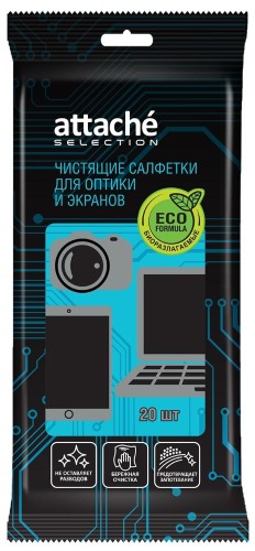 Салфетки Attache Selection д/экранов, биоразлагаемые, 20 шт, 110х190