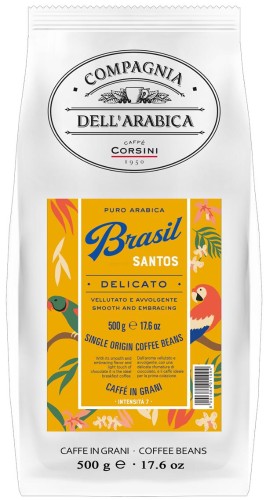 Кофе COMPAGNIA DELL`ARABICA Puro Arabica Brasil Santos в зернах, 500г