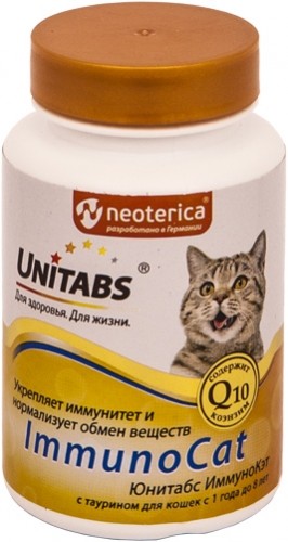 Экопром U303 Юнитабс ImmunoCat с Q10 Витамины д/кошек с Таурином 120таб