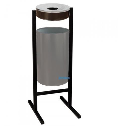 Урна металлическая уличная СЛП-250 серая,, уличная, с пепельницей,  Титан