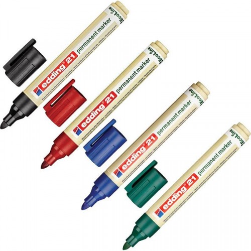 Перманентный маркер Набор Edding Eco E-21/4S (толщина линии 1.5-3 мм, 4 штуки в упаковке) Перманентный маркер Набор Edding Eco E-21/4S (толщина линии 1.5-3 мм, 4 штуки в упаковке)