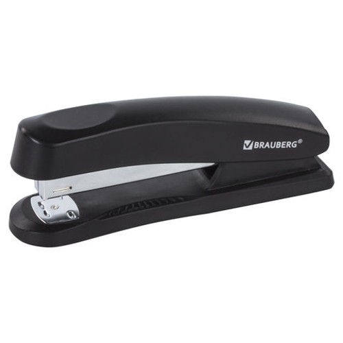 Степлеры настольные BRAUBERG "Standard+", до 30 листов,№24/6, 26/6, полнозагрузочный,черный