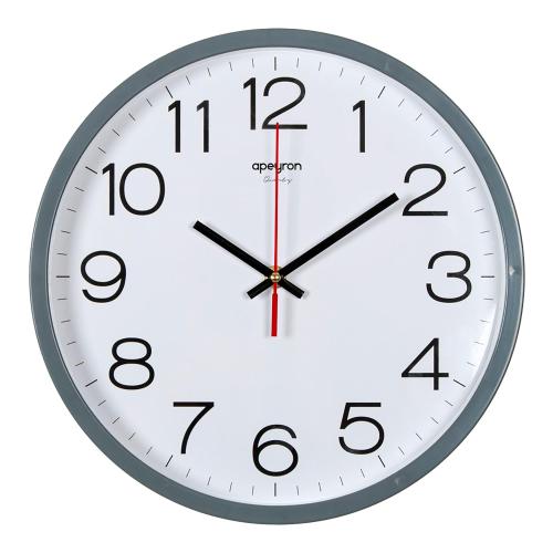 Часы настенные, круглые, цвет корпуса серый PL213032
