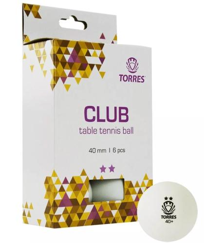 Мяч для настольного тенниса TORRES Club 2  набор 6шт. белый spt0037011