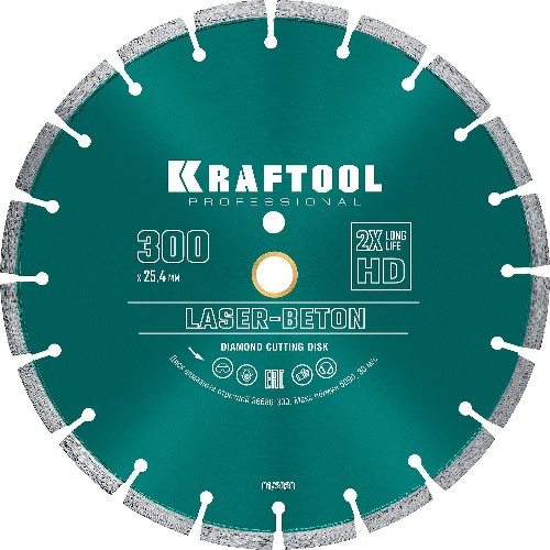 KRAFTOOL LASER-BETON 300 мм (25.4/20 мм, 10х3.2 мм ), алмазный диск (36686-300)