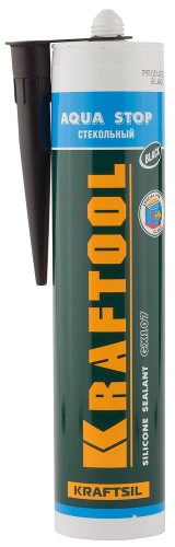 KRAFTOOL Aqua stop, 300 мл, черный, стекольный силиконовый герметик (41256-4)