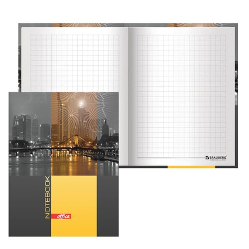 Блокнот в книжном переплете (110х147 мм) А6, 80 л., ламинированная обложка, выборочный лак, клетка, BRAUBERG, &quot;Ночной город&quot;
