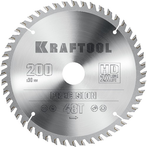 KRAFTOOL Precision, 200 х 30 мм, 48Т, пильный диск по дереву (36952-200-30)