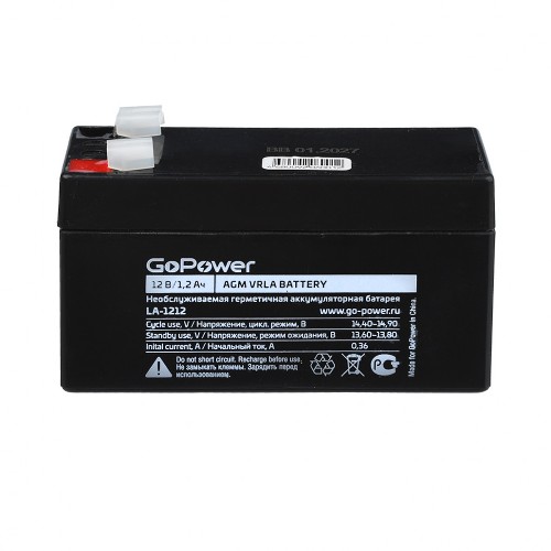 Аккумулятор свинцово-кислотный GoPower LA-1212 12V 1.2Ah (1/20) Аккумулятор свинцово-кислотный GoPower LA-1212 (00-00015319) Аккумулятор свинцово-кислотный GoPower LA-1212 12V 1.2Ah (1/20) Аккумулятор свинцово-кислотный GoPower LA-1212 (00-00015319)