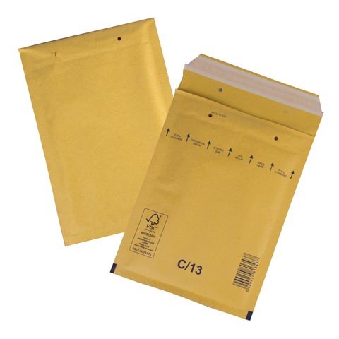Пакеты почтовые с прослойкой из пузырчатой пленки (170х225 мм), крафт-бумага, отрывная полоса, КОМПЛЕКТ 100 шт., С/0-G