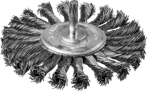 ЗУБР 100 / 6 мм, жгутированная стальная проволока 0.5 мм, щетка дисковая для дрели (3522-100)