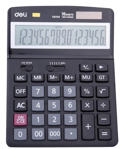 Калькулятор настольный ПОЛНОРАЗМ. Deli E39259,16-р, дв.пит,193x149мм,черн