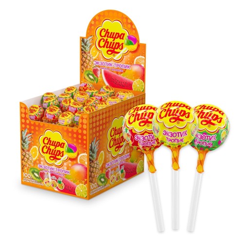 Карамель Chupa Chups ЭКЗОТИК ТРОПИК 12г,100шт/уп АССОРТИ 1488300