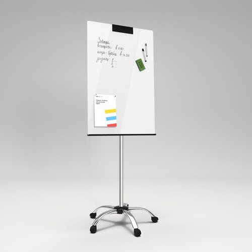 Флипчарт 105х68 Askell Flipchart стеклянный на роликах, белый Флипчарт 105х68 Askell Flipchart стеклянный на роликах, белый