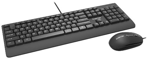 Комплект проводной клавиатуры и оптической мыши Canyon CNE-CSET4-RU, черный