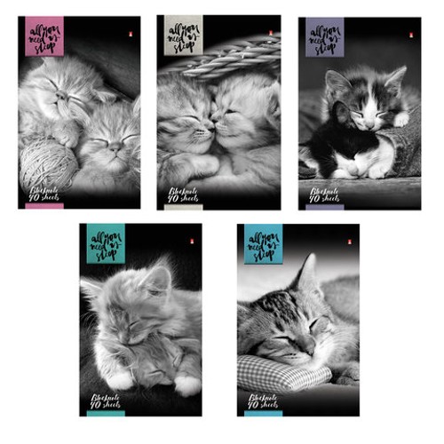 Блокнот А5, 40 л., гребень, ламинированный картон, клетка, Альт, &quot;Кошки&quot;, (5 видов), 3-40-462